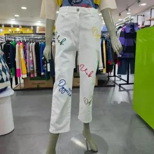 베네통/애플아울렛/컬러 자수 배기핏 데님 팬츠 BADPA6511