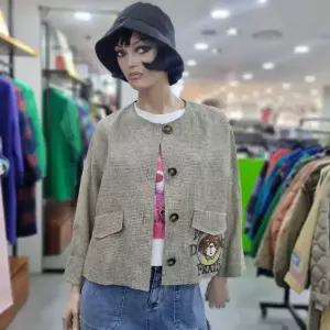 베네통/애플아울렛/마100% 강아지 자수 체크 자켓 BAJKE1431