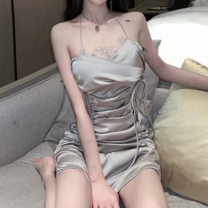 가슴트임 새틴 슬립 미니원피스 섹시원피스 촬영의상 홀복 BJ의상