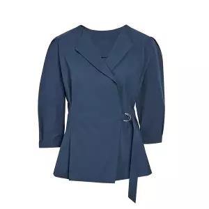 [JJ지고트](대구신세계)핀턱 플레어라인 랩 블라우스 GR4N0BL491