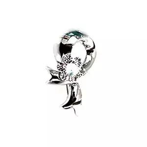 백금도금 Simple 리본 브로치-W533660