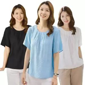 이브바바 여름 쿨 인견 링클 반팔 블라우스 중년여성 엄마 옷