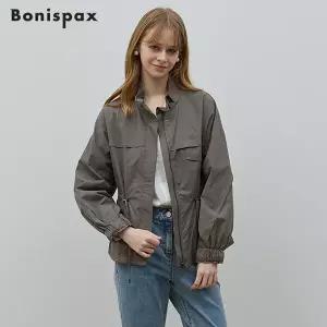 [(Bonispax)] 허리스트링 하이넥 숏점퍼 (택가격 179000원)