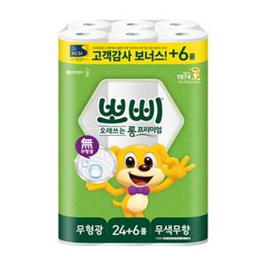 뽀삐 오래쓰는 롱 프리미엄 2겹 화장지 30m 30롤 X 1팩