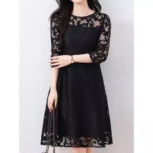 [하프클럽/클라셰]클라셰 블랙시스루레이스원피스_B5M0051