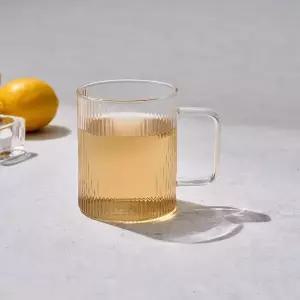 [모던하우스] 플리츠 내열 손잡이 유리잔 380ml