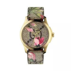 구찌 YA1264038 G타임리스 여성 가죽 쿼츠 38mm