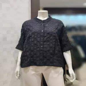 [벨라디터치] V1E2BL22 시어서커 블랙 블라우스