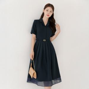 [시크라인] (~XXL까지) 오앤리 오간자 시스루 플레어 벨트 원피스 여름 하객룩 오피스룩 데이트 모임 미시 빅사이즈