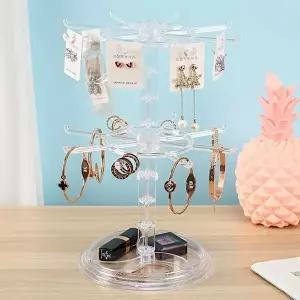 귀걸이정리대 액세서리거치대 2단 투명 후크-WFHJGEU