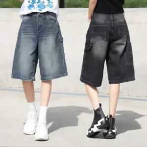 동대문스타일 여성 청반바지 카펜더 버뮤다 데님 팬츠 빈티지 워싱 여자 와이드 하프 데님 NH3001_5