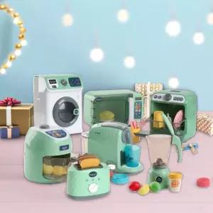 캐스B 리틀맘그린 작동 주방놀이 7종세트 믹서기 커피머신 세탁기 식세기 전자렌지 어린이