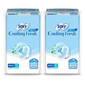 쏘피 쿨링프레쉬 날개형 생리대 중형 32팩 x2개