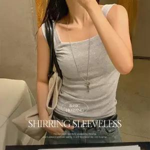 핫핑 [부유방커버/레이어드] 벤티즈 스퀘어넥 부유방커버 셔링 스판나시