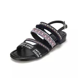 바바라 염소가죽 에스닉 패턴 샌들 2.5cm_BBD308BK