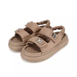 바바라 패브릭 나비장식 패딩 여성플랫폼샌들 3cm_BBH363