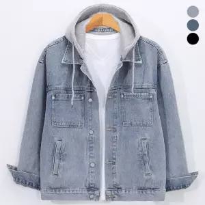 오버핏 후드 탈부착 캐주얼 청자켓 점퍼 GRJP1084