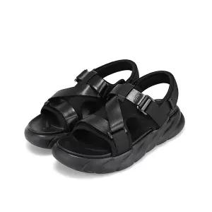 바바라 소가죽 사선 스트랩 스포티 남성 샌들 4cm_BMH301