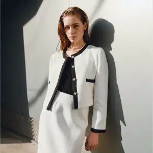 IB 모던 셋업 라인 배색 트위드 자켓 (VJJAX7141)