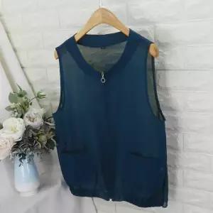 bob_시스루밴딩조끼VOT여름조끼 박스핏조끼 빅사이즈 쉬폰조끼 엄마옷 시스루조끼