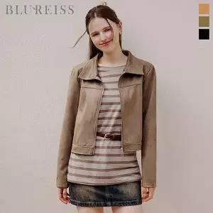 [블루레이스]집업 카라 크롭 스웨이드 자켓_BI5F1JK1031