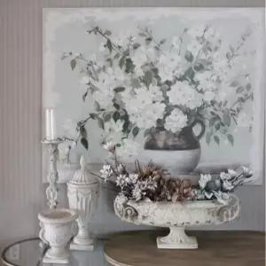 [꼬떼따블] 화이트 플라워 페인팅 캔버스 (6175)