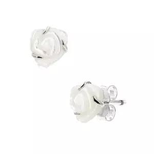 [판도라] 293209C01 화이트 로즈 인 블룸 스터드 귀걸이