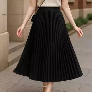 ONM 날씬해보이는 롱 기장 플리츠 주름 밴딩치마 베이