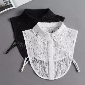 ONM 여성 블라우스 펀칭 페이크 여자 레이스 카라