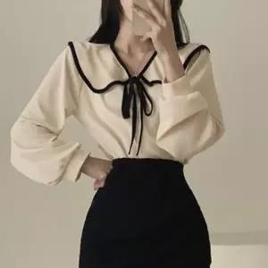 ONM 여성 3컬러 러블리 리본 러카라 블라우스