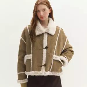 [마리끌레르](의정부점)하이넥 스웨이드 무스탕 자켓(MAFDJK11MLN)