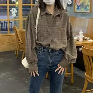 ONM 여성 체크셔츠 탄탄한 원단 루즈핏 클래식 셔츠