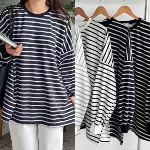 단가라 트임박스티 빅사이즈 여성의류 임부복 긴팔