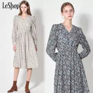 르샵 브이넥 플라워 프린트 원피스