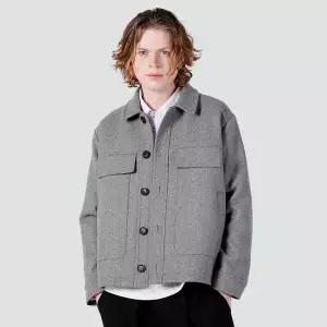 [커스텀어스]남자 울이브직 빅후다 크롭자켓 CXS25WWJKA01 GRY