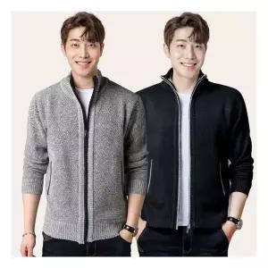 로아리빙 남성 지퍼 풀 집업 가디건 하프넥 기모 니트자켓969477