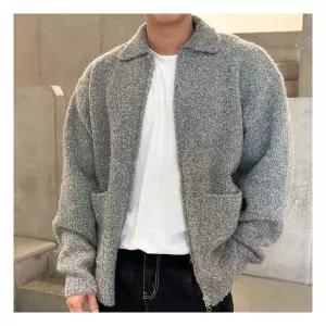 옷자락 남자 부클 울니트 카라넥 투포켓 집업가디건 가을 자켓941344