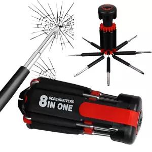 휴대용 8in1 드라이버 세트 1개 LED렌턴 십자 일자 스크류 공구 만능 합금 고강도