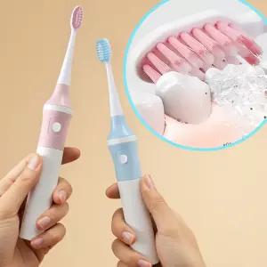 부드러운 미세모 전동 칫솔 안아픈 휴대용 자극없는 교정 양치 치아 관리 구강 건전지형 헤드 작은 머리