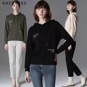 [하프클럽/쉬즈미스]루즈핏 레터링 후드 티셔츠