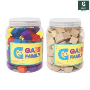 안녕 쌓기나무 교구 칼라 원목 큐브 블럭 쌓기놀이 도형블록 건축놀이 장난감 (200P)