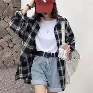 ONM 남녀 트렌디 체크 셔츠 1P 커플 남방 루즈핏