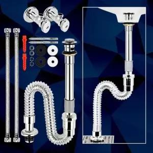 D-세면기부속 SET 자동폽업 수리 부품 밸브 트랩교체 하수구트랩 세면대부속품 세면대팝업