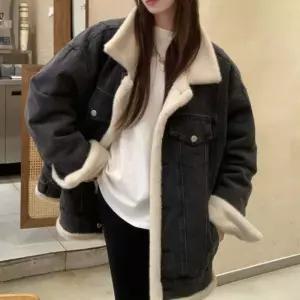 HS라이프 겨울 퍼자켓 모피 점퍼 코트 여성 퍼안감 리버시블 양면 데님 청 자켓 아우1071255
