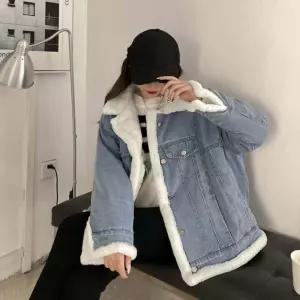 HS라이프 겨울 퍼자켓 모피 점퍼 코트 따뜻한 여자 2컬러 양면 청 퍼 데님 자켓 아우1071257