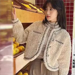 HS라이프 겨울 퍼자켓 모피 점퍼 코트 여성 숏 노카라 아우터 하객룩 데이트룩 봄 가1071265