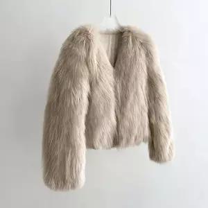 HS라이프 겨울 퍼자켓 모피 점퍼 코트 부드러운 여자 페이크 폭스퍼 숏 털 자켓1071266
