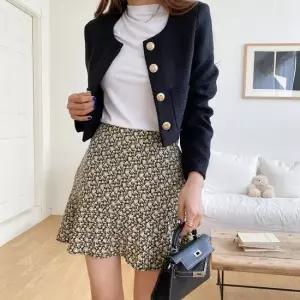 훼린엘 뒷밴딩 플라워 A 미니스커트