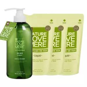 아기 젖병 세정제 액상형 용기1 + 리필3 세트 구성 유아 식기세정제 젖병세정제 용기 리필