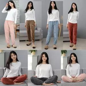 [하프클럽/]극세사 플리스 수면바지 여성 겨울 잠옷 홈웨어